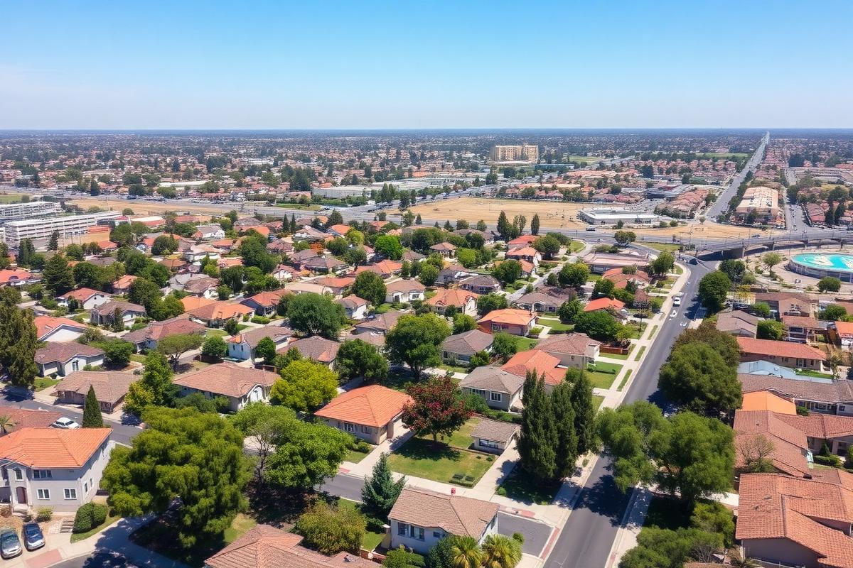 Aerial view of a central Santa Ana residential neighborhood