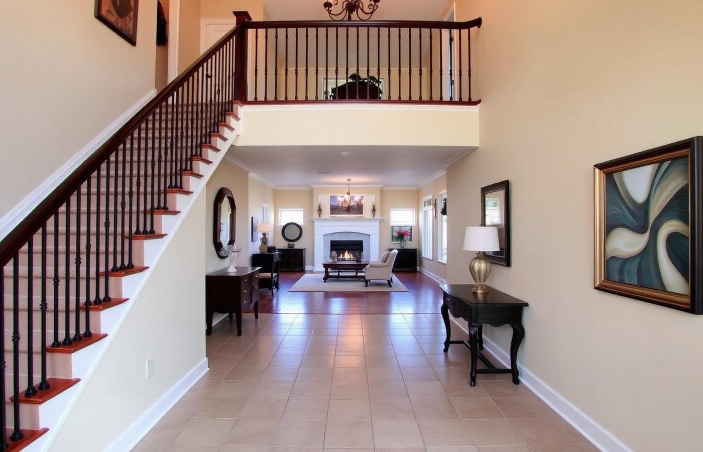 7814 Orchid — two-story entry with staircase and formal living room