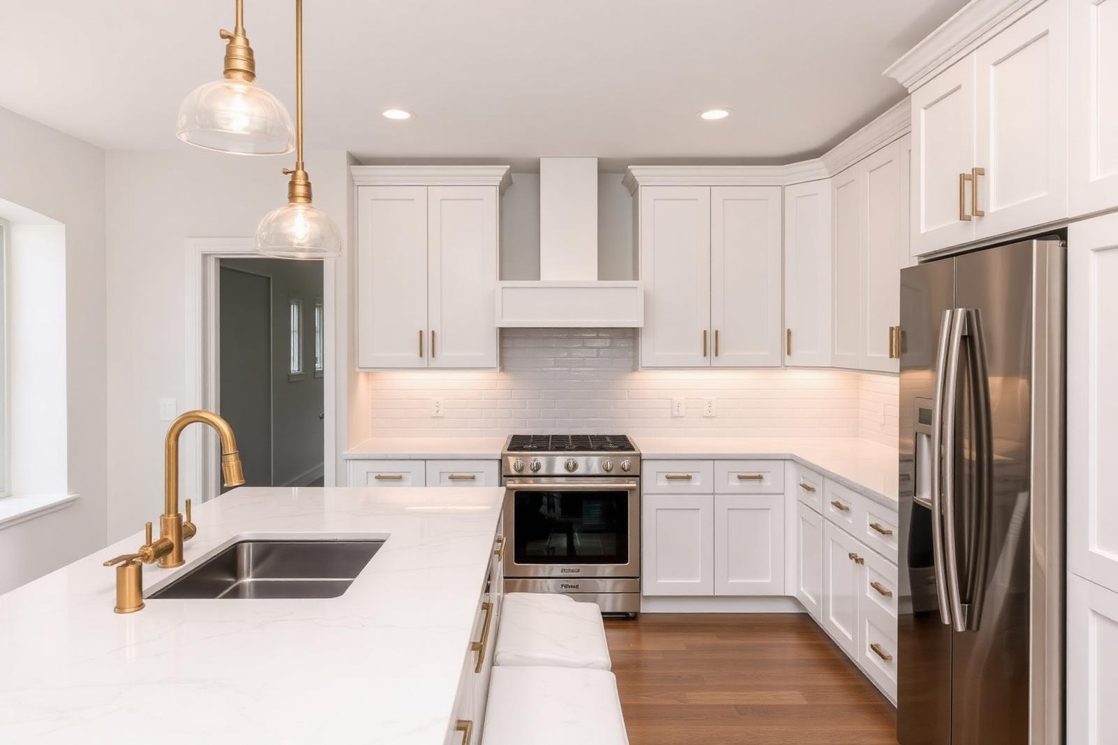 3667 Elm Ave — new white shaker kitchen with quartz island
