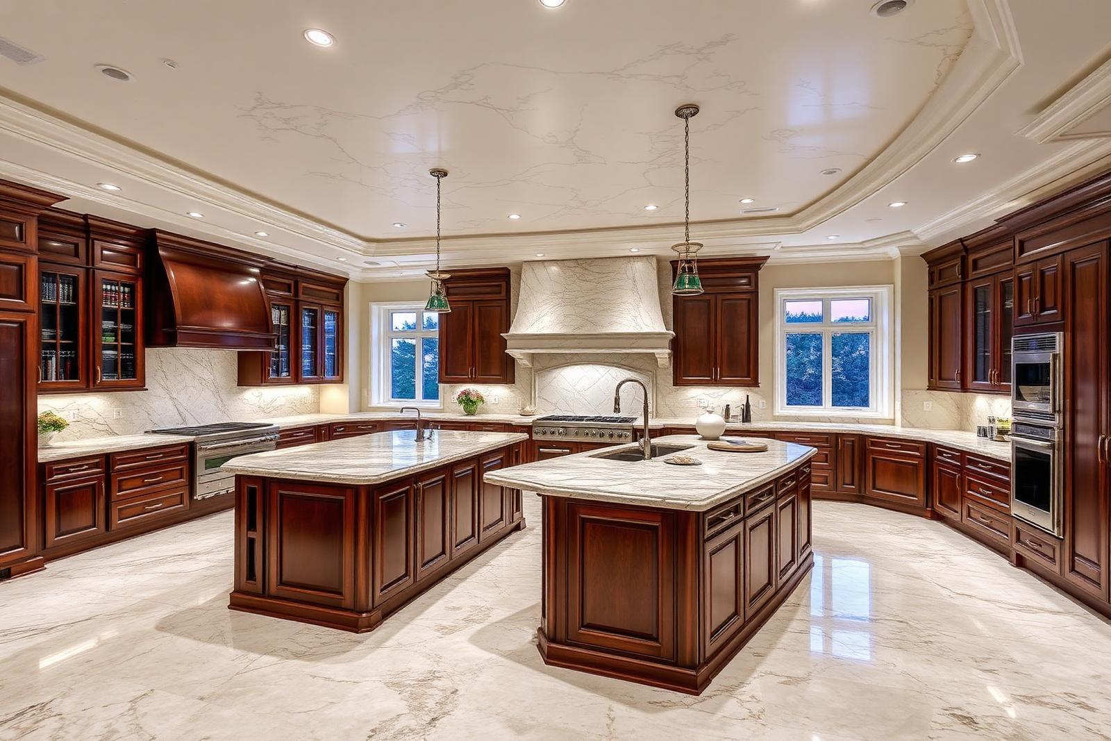 18 Swimmers Pt — chef's kitchen with dual islands