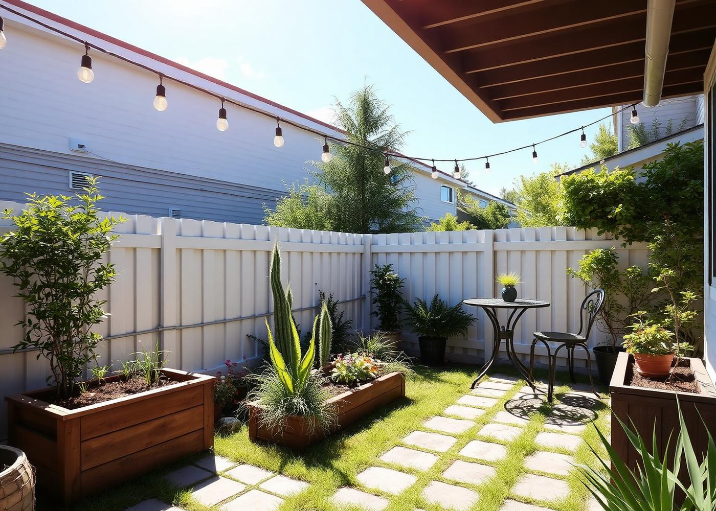 25552 Mackenzie St — low-maintenance patio with raised planters