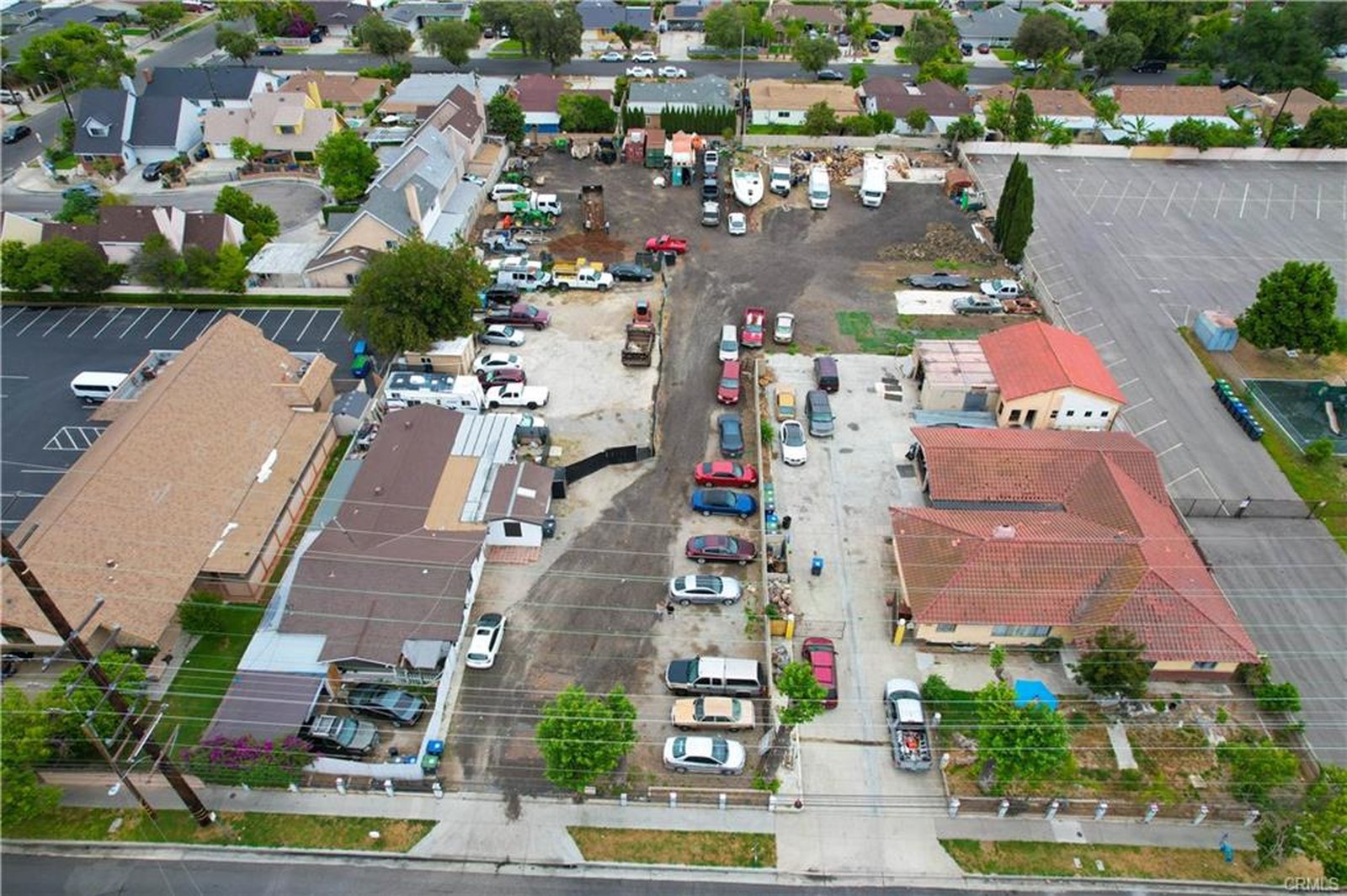 803 S Sullivan St — aerial looking down the private drive between the two homes