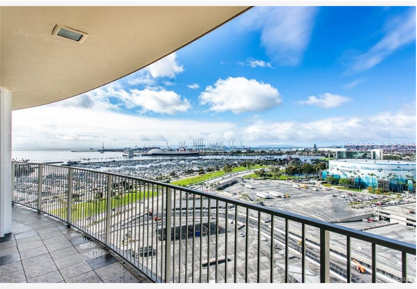700 E Ocean Blvd #2308 — private balcony with sweeping views of the marina and coastline